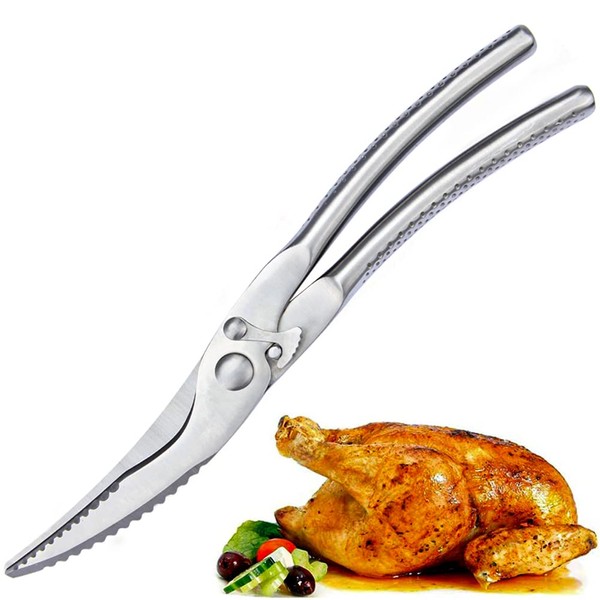 Dnifo Kitchen Scissors Heavy Duty, Stainless Steel Poultry Shears Multifunctional, Premium Spring Loaded Food Scissors for Cutting Bone, Chicken, Fish, Seafood, Meat, Vegetables and so on.