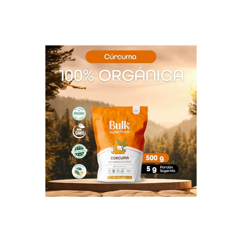 BULK SUPERFOODS Cúrcuma en Polvo 100 Natural y Orgánica