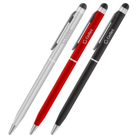 PRO Stylus Pen for Micromax Bolt Supreme 2 with Ink, High Accuracy, Extra Sensitive, Compact Form for Touch Screens [3 Pack-Black-Red-Silver]