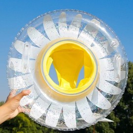 Transparent Inflatable Swimming Ring with Daisy/Sunflower Design and Sponge Base Sunflower Seat Ring 5ea