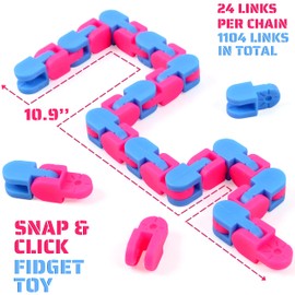 46-Pack 24 Links Wacky Tracks Toys, Puzzle Toy, Snap and Click Toys Snake Fidget Toys Click Sensory Toys,Bulk Fidget Toys Party Bag Fillers