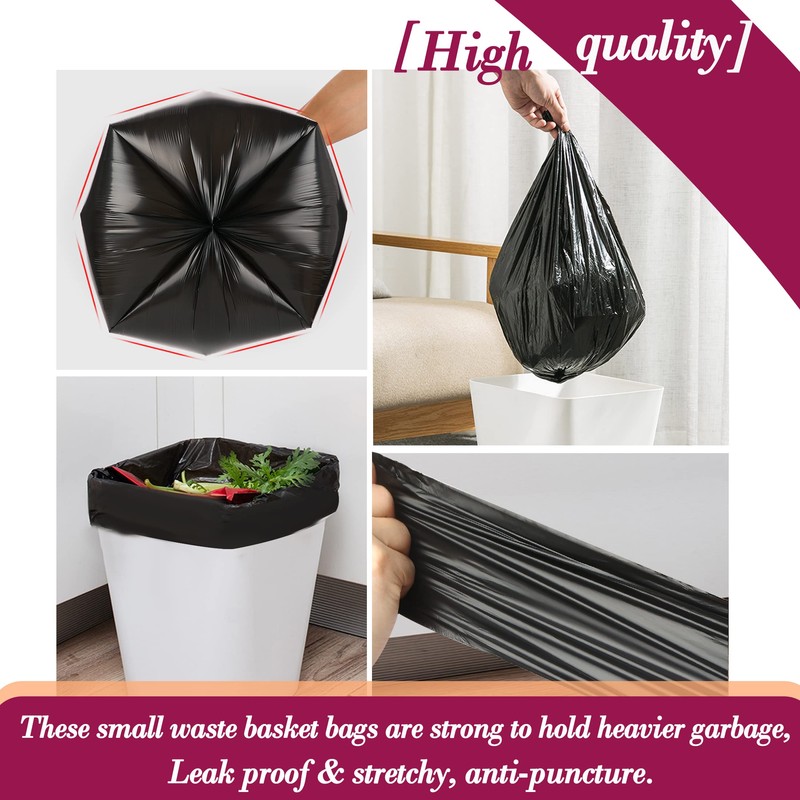 4 Gallon 180pcs Small Black Trash Bags Strong Garbage Bags,Black