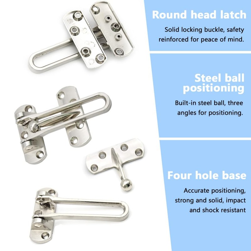 Ruidee 2Pcs Swing Bar Lock Front Door Locks Alloy Automatic