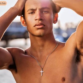 Fashion Jewelry Men RELIGIOUS PRAY FAITH CROSS CHRISTIAN Pendant 28" 925 Sterling Silver Chain