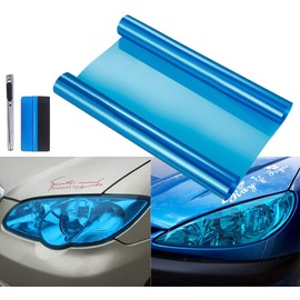 12 by 48 inches Self Adhesive Auto Car Tint Headlight Taillight Fog Light Vinyl Smoke Film Sheet Sticker Cover (Blue)