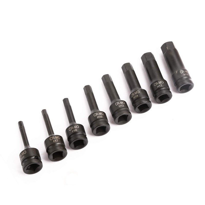 1/2" Drive Impact Socket Hex Bits | 8pc Metric Set