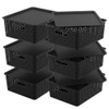 Taysisiter 13 Quart Flat Stackable Plastic Storage Basket with Lid,