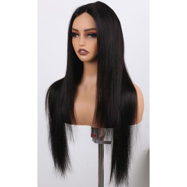 ManeMajesty 30 Inch Lace Front Wigs Human Hair Straight Wear and Go Glueless Wigs Human Hair Pre Plucked Pre Cut T Part HD Lace Front Wig 180% Density Natural Black Layered Wig