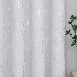 BUHUA Blackout Curtain Drape for Bedroom - Grommet Noise Reducing Thermal Insulated Solid Room Darkening Window Treatment for Doorway/Kids Room 2 Panels, 66 x 84 Inch, Greyish White