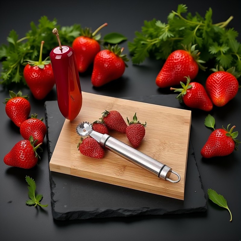 Stainless Steel Strawberry Huller and Tomato Stem Corer Tool Multi-Function