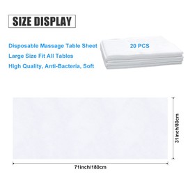 Xiaozhifu Disposable Bed Sheets, Disposable Massage Table Bed Sheets for Massage Table, Disposable Bed Sheets for Beauty Salon, Spa, Hospital Beds, Tattoo Hotels, 80 x 180 cm (Pack of 20)