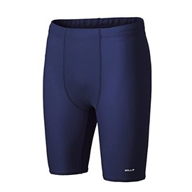 Willit Boys' Swim Jammers Youth Swimsuit Quick Dry Athletic Swimming Shorts UPF 50+ Navy M