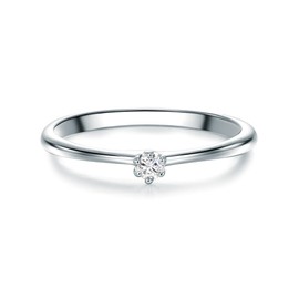 Vault 1934 Engagement Solitaire Ring in Sterling Silver Brilliant Cut Cubic Zirconia in 2-pc Bridal Ring Silver Ring Silver Jewellery, Silver, Silver