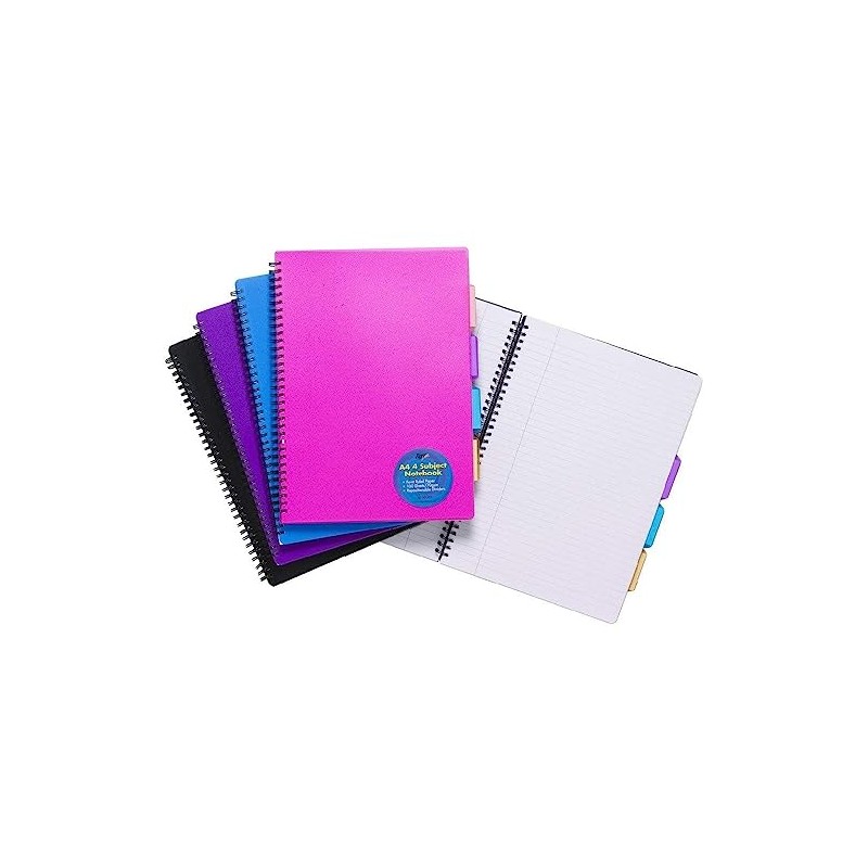 A5 Wirebound Project Notebook with 3 Moveable Internal Dividers –