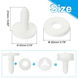 PATIKIL 20mm Doll Joints, 20 Set Plastic Removable Animal Joints Connector Engage Bolt for Bear Soft Limbs Making Head Joints DIY Crafts Accessories, White