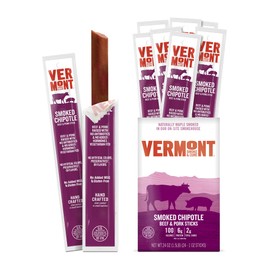 Snack Sticks by Vermont Smoke & Cure – Smoked Chipotle – Beef & Pork – Healthy Meat Protein – 1oz Jerky Stick – 24 count carton