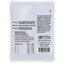 Martin MA550T Acoustic Lifespan 2.0 Acoustic Guitar Strings Medium .013-.056