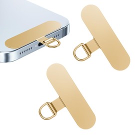 flintronic Phone Tether Tags, 2PCS Cellphone Lanyard Tether Patches, Metal Crossbody Cell Phone Lanyard Patch Gold, with Protective Soft Film, Phone Strap Connector Clip with Most Smartphones