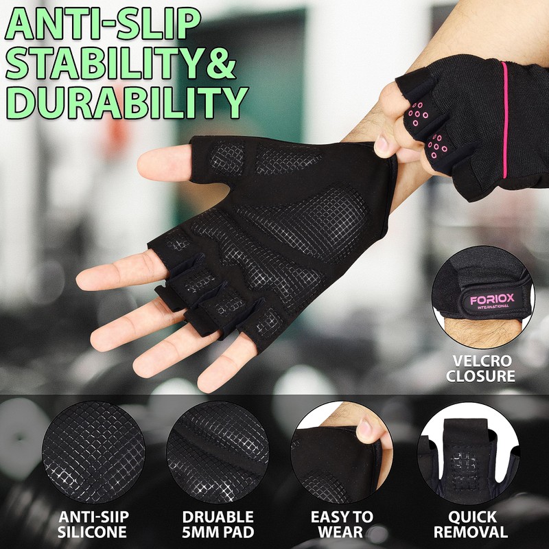 Foriox Gym Weight Lifting Workout Gloves with Wrist Support, Breathable