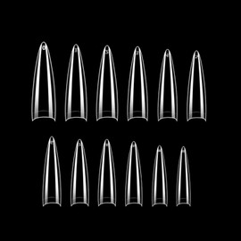 KADS 3XL Extra Long Nail Tips Fake Nails Tips Clear Nature for Acrylic Nails, Full Half Cover Flat Tapered Square Nail Tips (9)