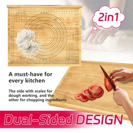 Montex Pastry Board with Measurement 24'' x 20", Wooden Kneading Board, Pastry Board for Rolling Dough, Pastry Baking Board with Counter Lip