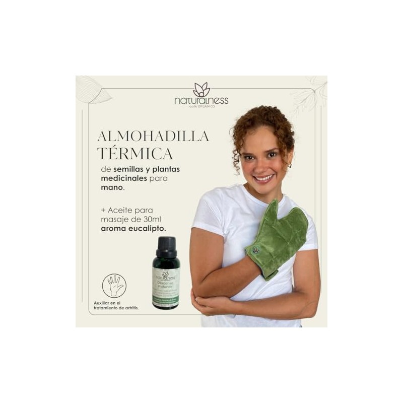 Paquete-Compresa de semillas para Mano (Guante) Y Aceite para masaje