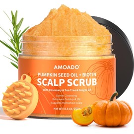 AMOADO Exfoliante Capilar Con Aceite De Semilla De Calabaza, Biotina Y Romero. Desintoxicante Capilar Sin Sulfatos Para El Cuero Cabelludo Con Picazón, Caspa Y Eliminación De Residuos, Y Para Estimula