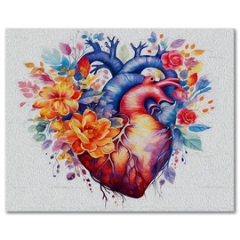 TISHIRON Paint by Numbers for Adults, Human Heart Paint by Numbers, 16 x 20 Inch Flameless Floral Painting by Number with Paint Brushes and Acrylic Pigment, Paint by Numbers for Adults Kits Gift