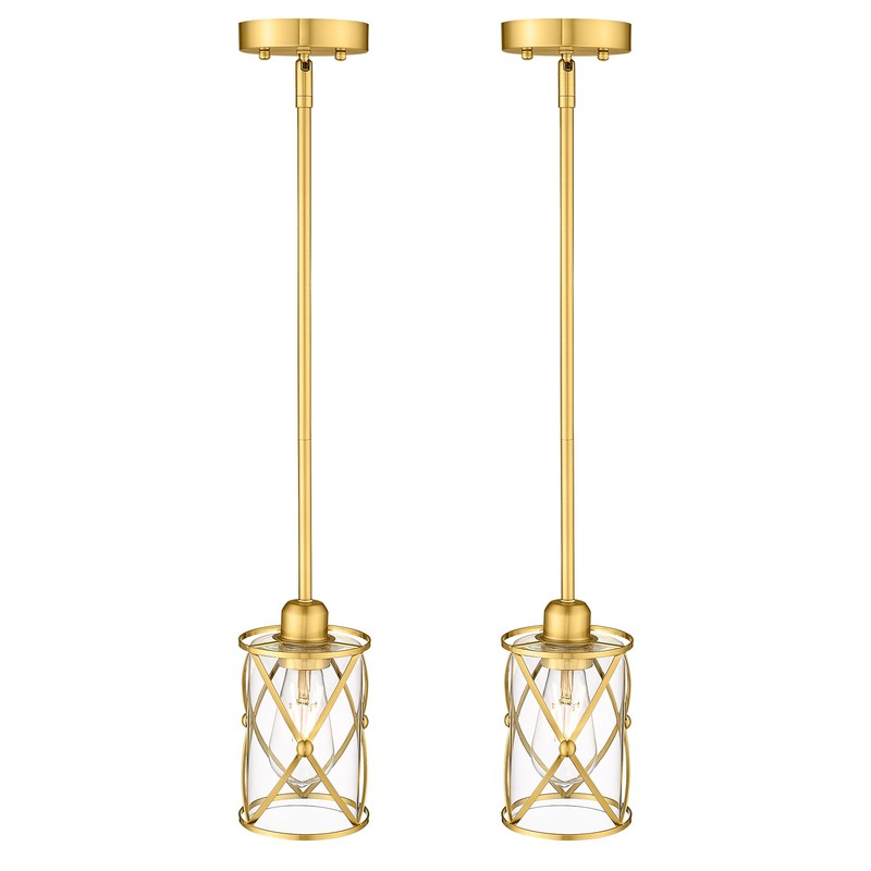 Osimir Brushed Gold Pendant Lights Kitchen Island, 2 Pack Brass