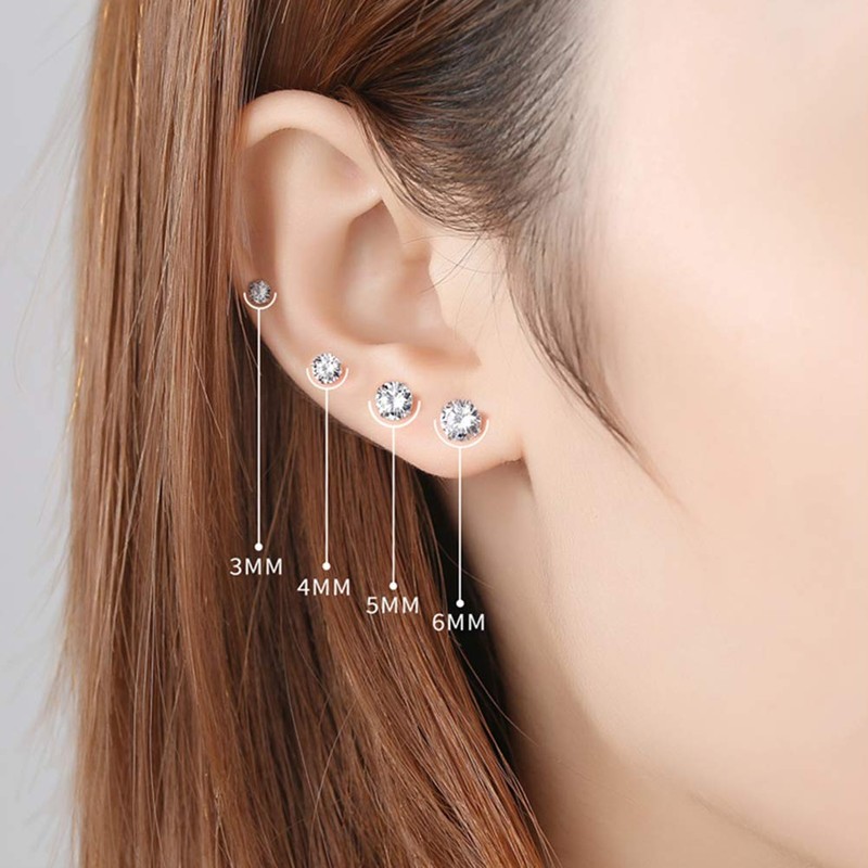Deyanse Silver Stud Earrings for Women, 4 Pairs 925 Sterling