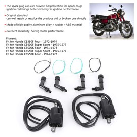 Ignition Coils Fits CB350F CB400F CB500 CB550 Ignition Coil + Spark Plug Cap Set 30510‑333‑013