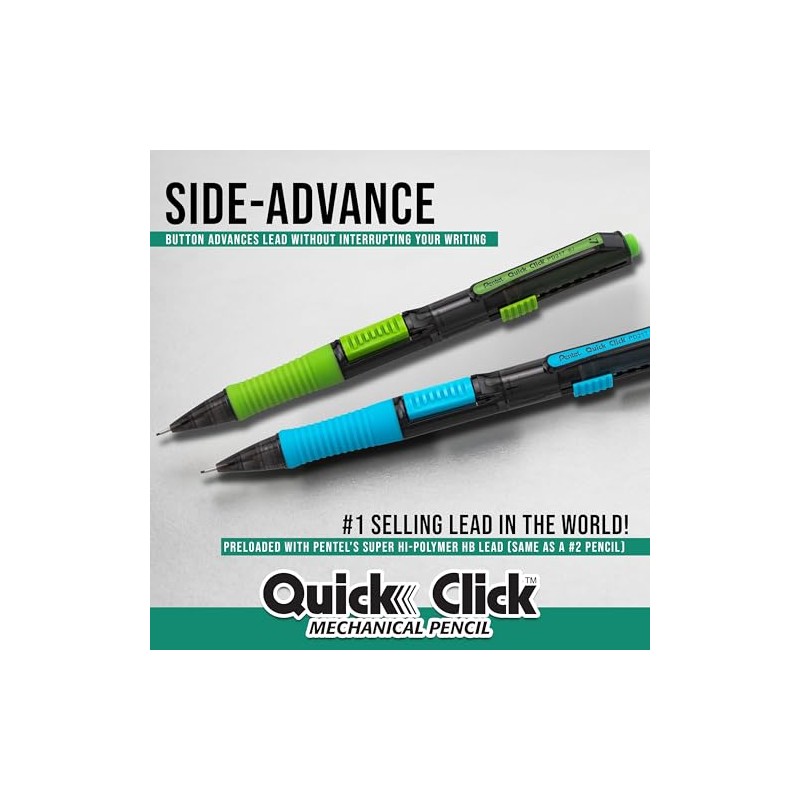 Pentel Quick Click Pop - Portaminas, Surtido con gomas de