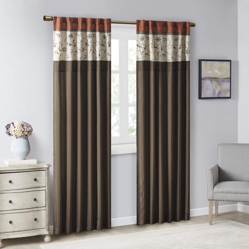 Madison Park Serene Embroidered Light Filtering Treatment Curtain Rod Pocket/Back