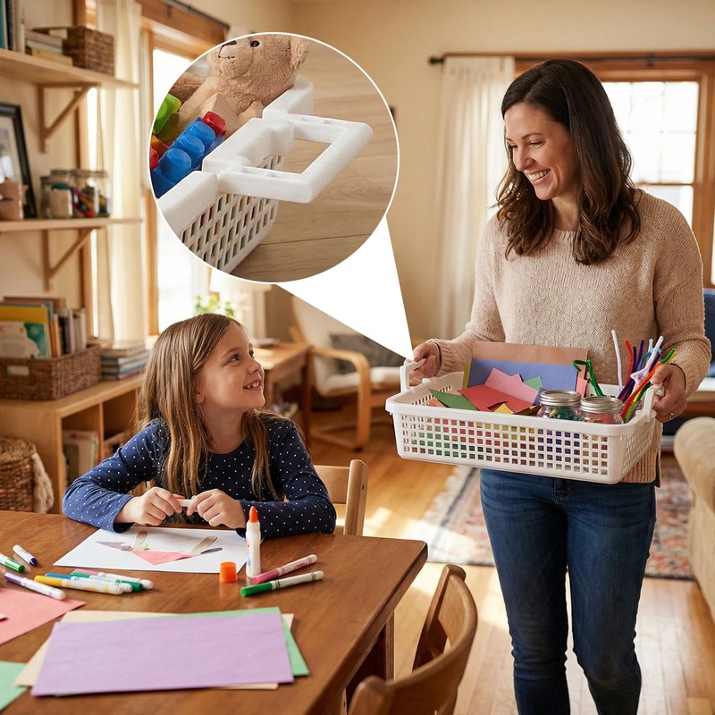 OUTFANDIA 4 Pack Plastic Basket for Organizing, Stackable A4 Paper