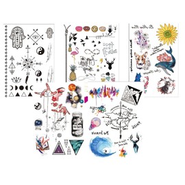 World Tattoo Yingyang Tattoo Animal Tattoo Whale Tattoo Fake Tattoos 5 Sheets Set
