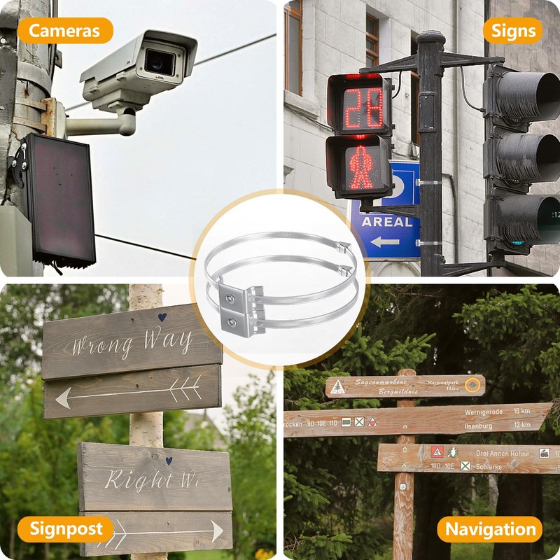 Adjustable Sign Mounting Brackets for Larger Diameter Poles, Sign Mounting