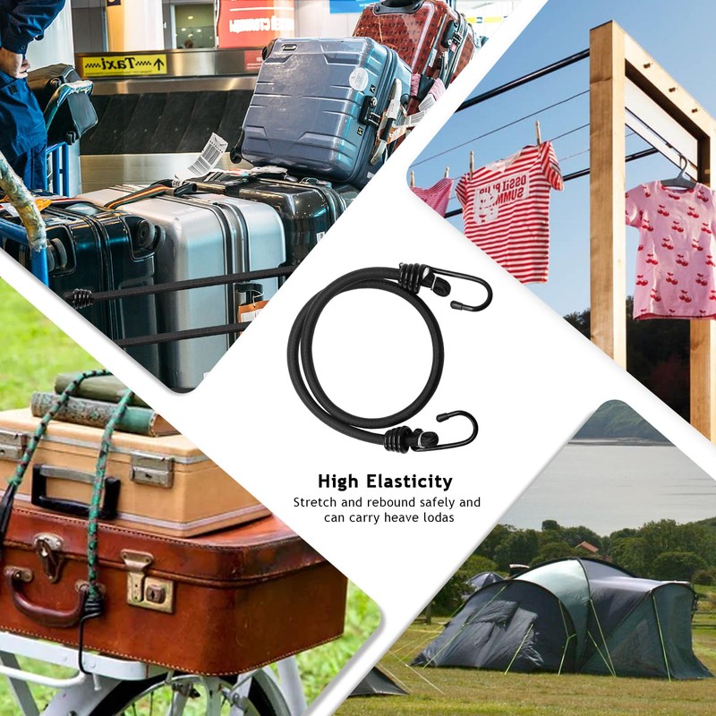 Murtenze 4Pack 32inch Black Bungee Cord with Hooks, Heavy Duty