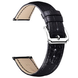 BINLUN Leather Watch Strap Quick Release Replacement Crocodile Leather Watch Bands for Men Women (Black, 22mm)