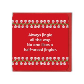 Brainbox Candy - Funny Christmas Card - 'Half Arsed Jingler' - Hilarious Relatable Humour - Cheeky Xmas Cards For Him Her - Festive Seasonal Humour For Family Friends Mates
