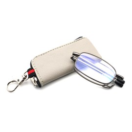 COVESATO Folding Reading Glasses for Men Women Blue Light Blocking Readers with Keychain Compact Bags (Gray,1.50)