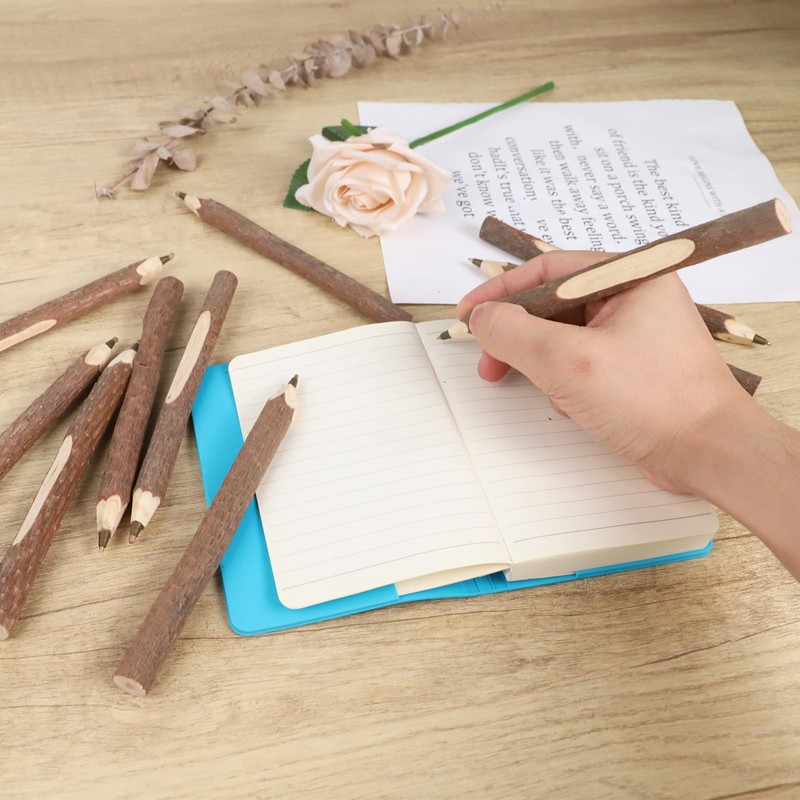 MultiBey 10 Pack Natural Wooden Ballpoint Pens, 6.7" Long Branch