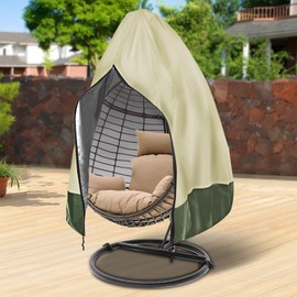 Egg Chair Cover with Zipper,Outdoor Chair Covers Waterproof,UV Resistant,Windproof Duty,Wicker Egg Swing Chair Covers,Outdoor Furniture Covers Waterproof,75" x 45",Beige