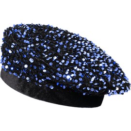 YeeHeen Women Bling Beret Hats Sparkly Sequin Glitter Beanie Hat Navy