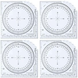 FLEXNOVA Set of 4 Plan Pointers, Protractor Template for Tactical Signs, Military Protractor, Marching Tachometer, Card Protractor