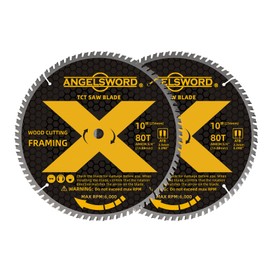 ANGELSWORD 10 Inch Table Saw Blade/Miter Saw Blade for Ultra-Nice Wood Cutting, 80T, 2 Pack