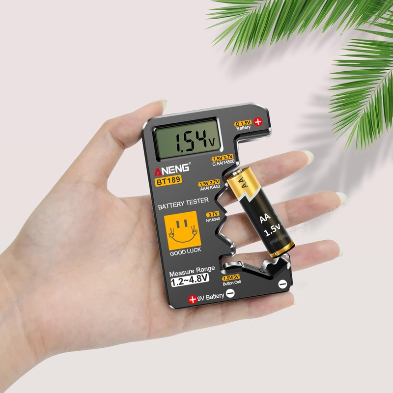 ANENG BT189 Battery Tester for AAA,AA,C,D,9V,F,6F22,1.5V/3V Button Batteries,LCD Display Household