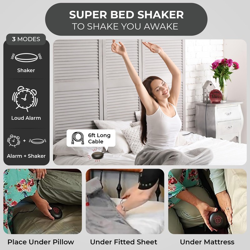 Sonic Alert Sonic Bomb Dual Alarm Clock with Bed Shaker,