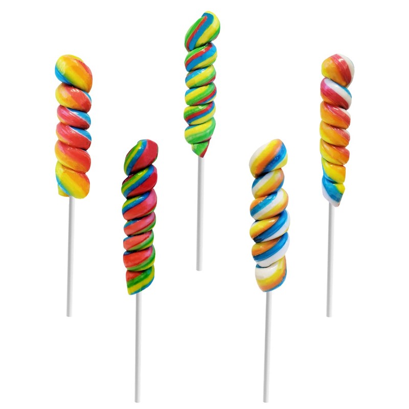 The Dreidel Company Rainbow Twist Lollipop, Mixed Fruit Flavor, Individually