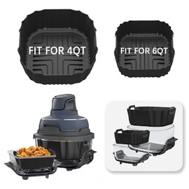 2Pcs Ninja Crispi Air Fryer Liners, Silicone Air Fryer Liners for Ninja Crispi FN101GY/FN101SG, Glass Containers Big Liner for 4 QT Container & Small Liner for 6 Cup Container Ninja Crispi Accessories