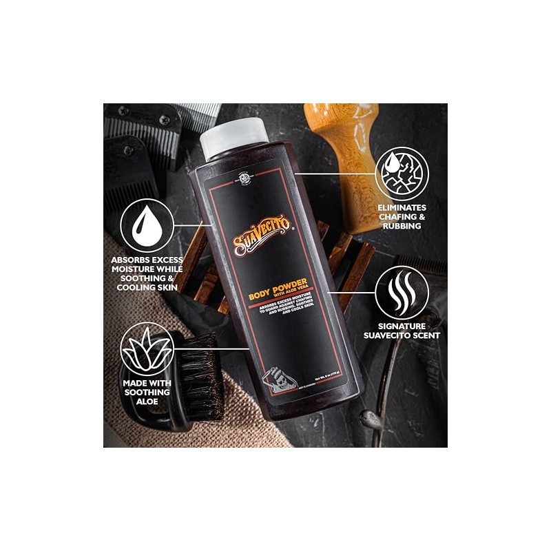 Suavecito Talcum polvo con aloe vera, 9 oz